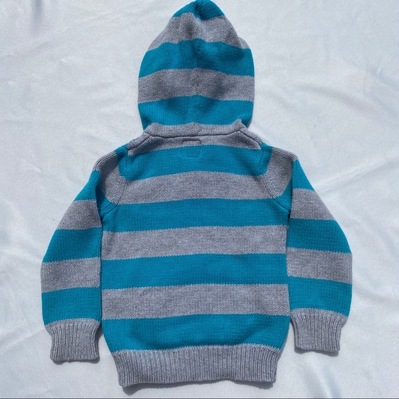Old Navy Girls Grey/Teal Knitted Cable Hoodie 3T - Picture 9 of 15